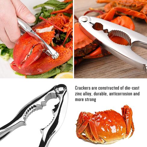 Hiware 20-piece Seafood Tools Set includes 6 Crab Crackers, 6 Lobster Shellers, 6 Crab Leg Forks/Picks and 2 Seafood Scissors & Storage Bag - Nut Cracker Set in Kuwait