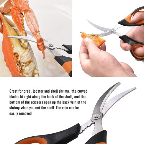 Hiware 20-piece Seafood Tools Set includes 6 Crab Crackers, 6 Lobster Shellers, 6 Crab Leg Forks/Picks and 2 Seafood Scissors & Storage Bag - Nut Cracker Set in Kuwait