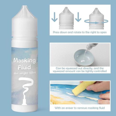 White Masking Fluid for Watercolor Painting 60ml, Fast-Drying in Saudi Arabia