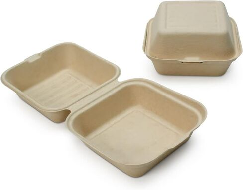 100% Compostable Disposable Food Containers with Lids [8"X8" 3-Comp 200 Pack] Eco-Friendly Take-Out TO-GO Containers, Heavy-Duty, Biodegradable, Unbleached by Earth's Natural Alternative in Kuwait