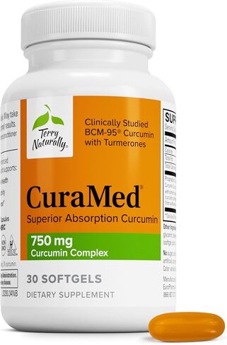 Terry Naturally CuraMed 750 mg Curcumin Complex - 30 Softgels, Pack of 2 - Superior Absorption BCM-95 - Non-GMO, Gluten Free, Halal - 60 Total Servings in Kuwait