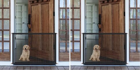 Mesh Gates for Kids or Pets, Magic Pet Gate for The House, Portable Baby Puppy Safety Fence Guard for Stairs and Doorways, Easy Install Anywhere, 43" W x 30" H, 8 Hooks in Kuwait