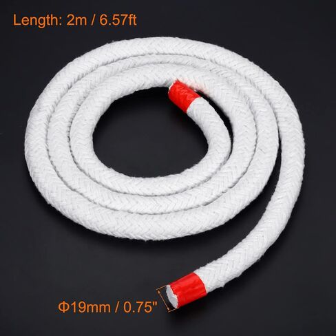 PATIKIL 6.57ft x 49/64" Ceramic Fiber Rope, Round Braided Rope High-Temperature Gasket Seal for Boiler Furnace Oven Kiln Casting, White in Kuwait
