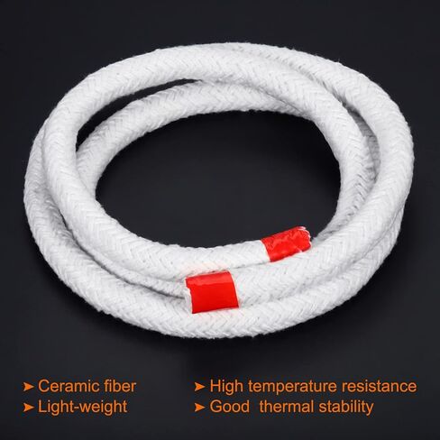PATIKIL 6.57ft x 49/64" Ceramic Fiber Rope, Round Braided Rope High-Temperature Gasket Seal for Boiler Furnace Oven Kiln Casting, White in Kuwait