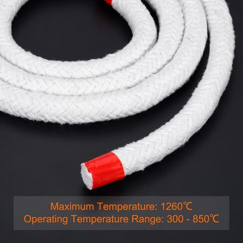 PATIKIL 6.57ft x 49/64" Ceramic Fiber Rope, Round Braided Rope High-Temperature Gasket Seal for Boiler Furnace Oven Kiln Casting, White in Kuwait