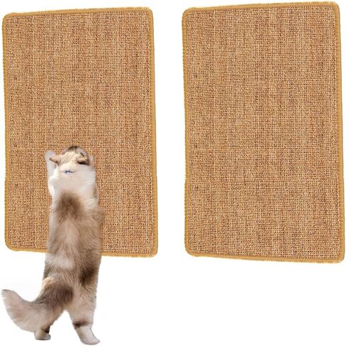 Sisal Cat Scratcher Mat with Sticky Tapes, 23.6" x 11.8" Cat Scratching Carpet for Indoor Cats, Horizontal Cat Scratcher for Cat House, Scratching Posts, and Couch Protection(Cactus) in Saudi Arabia