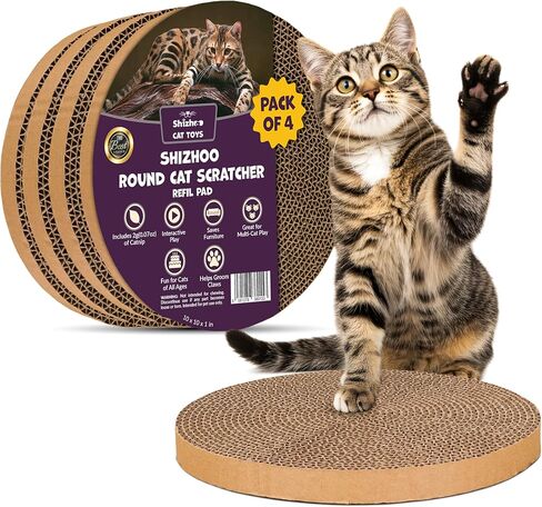 Scratch and Spin Cat Scratcher Replacement Pads for Active Play, Natural Recycled Corrugated Cardboard, Supports Pet Behaviors, Relieves Stress - 2 Count in Saudi Arabia