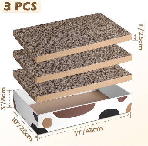 ComSaf Cat Scratcher Box 17 x 10 in, 3 Reversible Cardboard Pads for Cats in Kuwait
