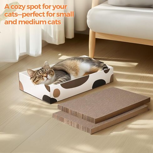 ComSaf Cat Scratcher Box 17 x 10 in, 3 Reversible Cardboard Pads for Cats in Kuwait