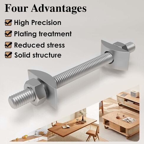 Furniture Fastening Connectors: Secure Countertops, Butcher Blocks, Tables, and Bed Frames with Bolt and Nut Hardware, Draw Bolts, and Miter Bolts (5/16" x 3-3/16" (10PCS)) in Kuwait