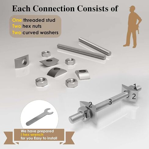 Furniture Fastening Connectors: Secure Countertops, Butcher Blocks, Tables, and Bed Frames with Bolt and Nut Hardware, Draw Bolts, and Miter Bolts (5/16" x 3-3/16" (10PCS)) in Kuwait