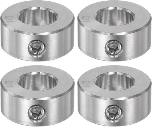 HARFINGTON 4pcs Shaft Collar 3/8" Bore 304 Stainless Steel Set Screw Shaft Collars, 3/4" OD, 3/8" Width, for Wheel Barrow Axle, Gearbox Assemblies, Machine Tools, Industry in Kuwait