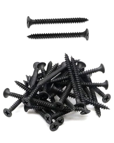 50pcs #8 x 2-3/4" Flat Head Phillips Drywall Screws Fine Thread Sharp Point Wood Screw, Carbon Steel 1022A, Black Phosphate in Kuwait