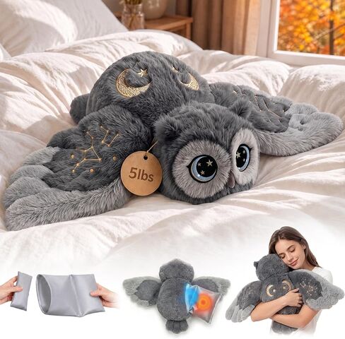 Mewaii Weighted Stuffed Animals Owl Plush, Heatable Coolable, 2-5lbs, 23in in Kuwait