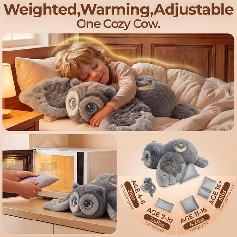 Mewaii Weighted Stuffed Animals Owl Plush, Heatable Coolable, 2-5lbs, 23in in Kuwait