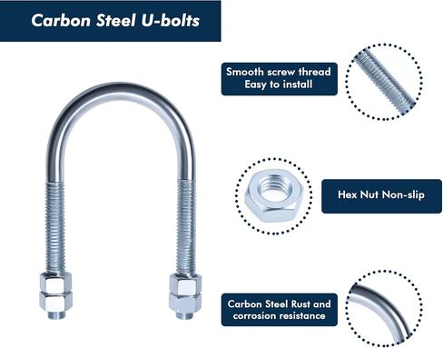 U-Turn - 2 inch Pipe Size U-Bolt with Nuts, 304 Stainless Steel (2-7/16 inch ID) (2 Pieces) in Kuwait