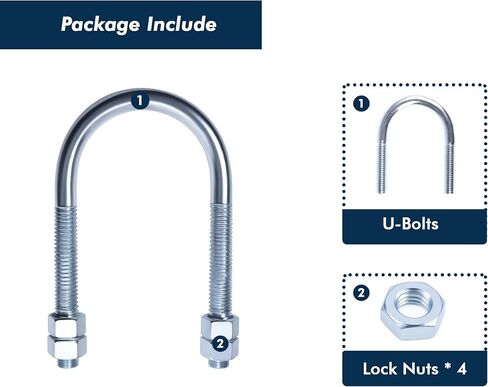 U-Turn - 2 inch Pipe Size U-Bolt with Nuts, 304 Stainless Steel (2-7/16 inch ID) (2 Pieces) in Kuwait