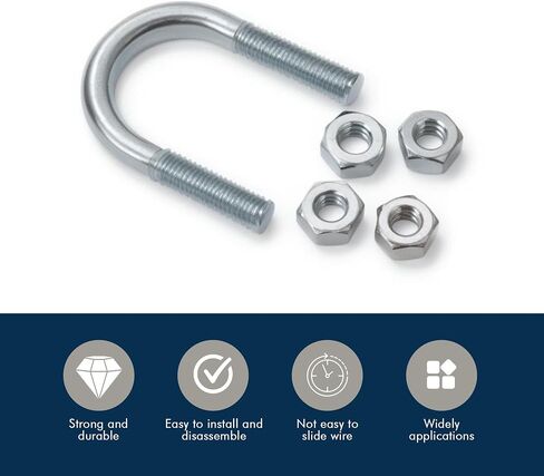 U-Turn - 2 inch Pipe Size U-Bolt with Nuts, 304 Stainless Steel (2-7/16 inch ID) (2 Pieces) in Kuwait