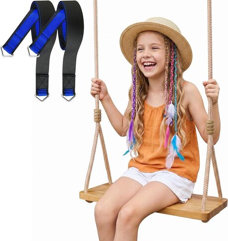 Bamboo Swing for Kids, 77in Tree Straps, 440lb Indoor Outdoor in Saudi Arabia