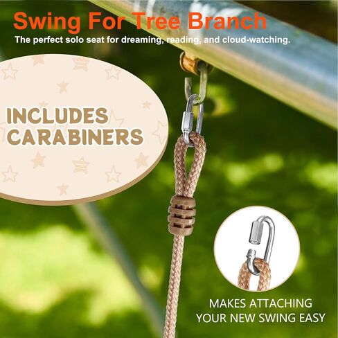 Bamboo Swing for Kids, 77in Tree Straps, 440lb Indoor Outdoor in Saudi Arabia