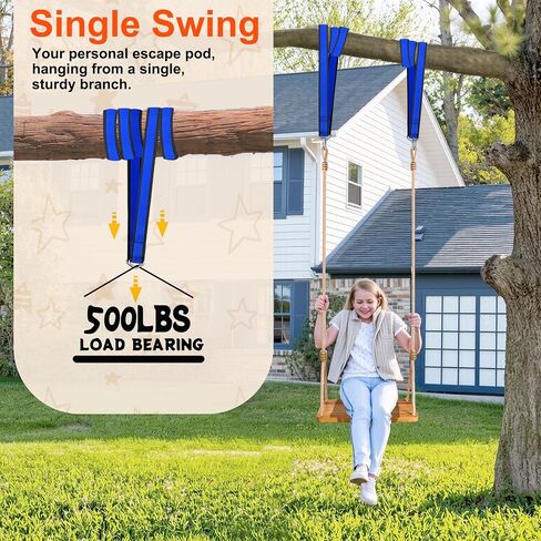 Bamboo Swing for Kids, 77in Tree Straps, 440lb Indoor Outdoor in Saudi Arabia