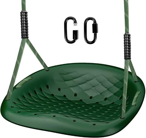 Heavy Duty Tree Swing, 550LBS Capacity Outdoor Swing Seat for Adults & Kids, Height Adjustable with Ropes, for Backyard Garden Patio Playground, Green in Saudi Arabia