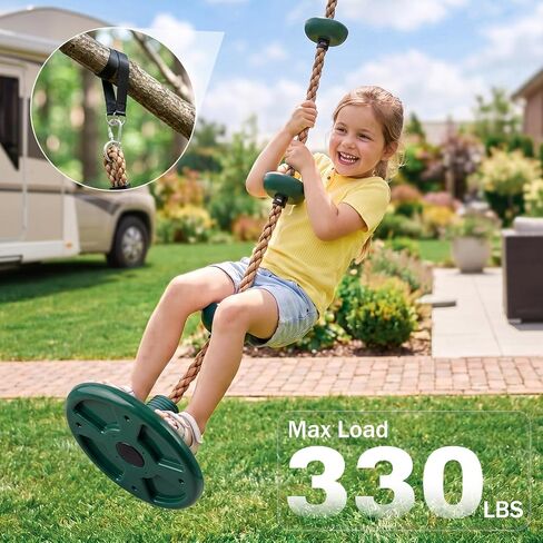 Tree Swing 330LB, Rope & Platform Set with Carabiner, Green in Saudi Arabia