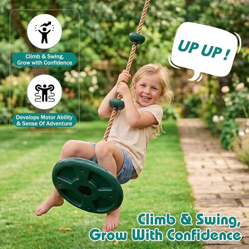 Tree Swing 330LB, Rope & Platform Set with Carabiner, Green in Saudi Arabia
