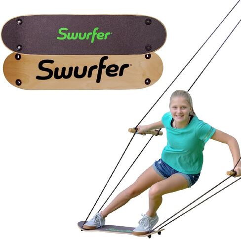 Swurfer TreeSkate Skateboard Swing, Outdoor Stand Up Surf Swing, Holds Up to 200 lbs, Ages 6 and Up, Adjustable Handles, Grip Tape, Kids Outdoor Play Equipment for Children and Adults (Waves) Blue in Saudi Arabia