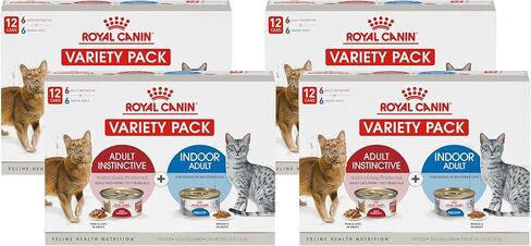 Royal Canin Feline Health Nutrition Indoor Adult & Adult Instinctive Wet Cat Food Variety Pack, Supports Healthy Digestion, Balanced Nutrition and Weight Management, 3 oz, 12 Pack in Kuwait