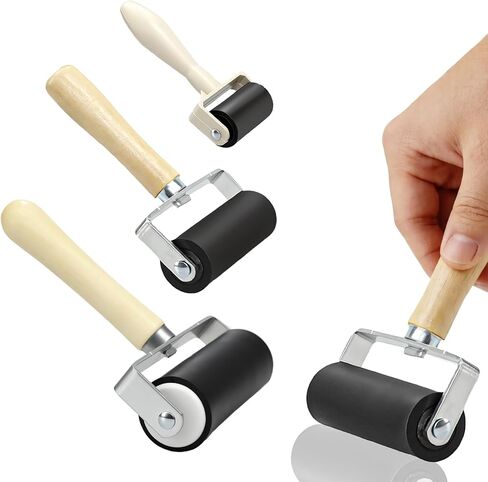 HZJPIN 3 Pack Rubber Roller Brayer Rollers, Art Craft Roller for Print, Ink, Stamping Tools, 4 inch, 2.4inch and 1.4 inch in Saudi Arabia