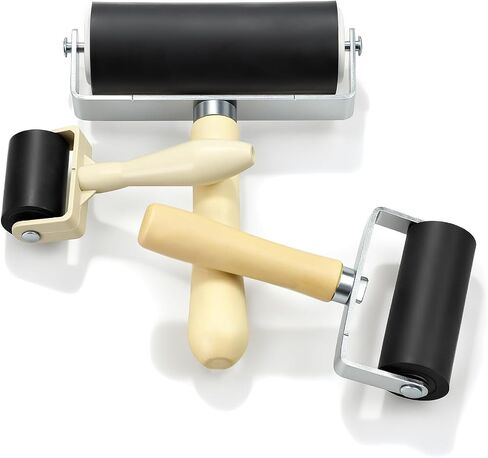 HZJPIN 3 Pack Rubber Roller Brayer Rollers, Art Craft Roller for Print, Ink, Stamping Tools, 4 inch, 2.4inch and 1.4 inch in Saudi Arabia