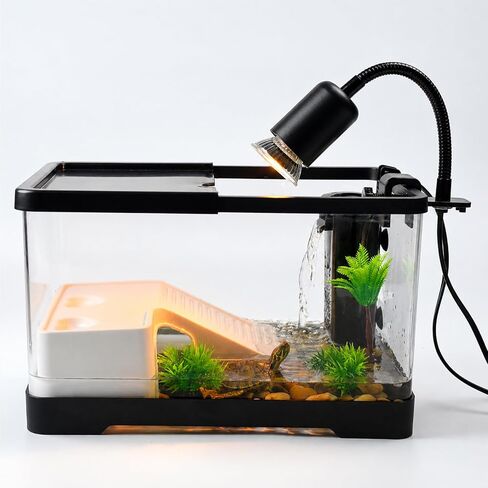 Turtle Tank Starter Kit, All-in-One PC Aquarium with Filter, Basking Platform, Lamp & Accessories in Saudi Arabia