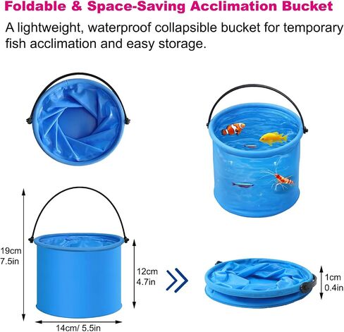 3Pcs Drip Acclimation Kit with Foldable Fish Acclimation Bucket, Drip Acclimation System and Aquarium Fish Net, Fish Tank Drip Acclimator for Saltwater & Freshwater Fish, Shrimp and Betta in Kuwait