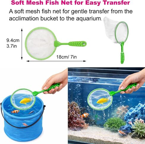 3Pcs Drip Acclimation Kit with Foldable Fish Acclimation Bucket, Drip Acclimation System and Aquarium Fish Net, Fish Tank Drip Acclimator for Saltwater & Freshwater Fish, Shrimp and Betta in Kuwait