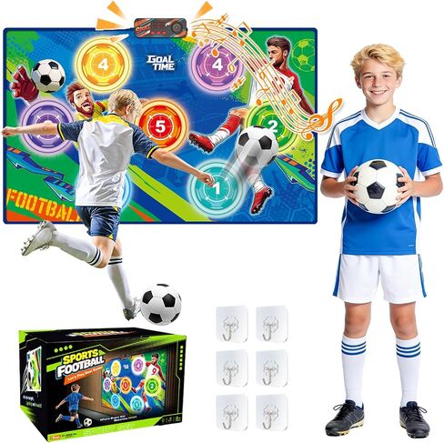 Upgraded Electronic Soccer Game for Kids Ages 3-5 6-8 8-12, Real-Time Scoring Target with 3 Modes, Indoor Outdoor Soccer Toss Toy with 2 Soft Ball, Soccer Bot Birthday Gifts for Boys Girls in Kuwait