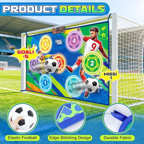 Upgraded Electronic Soccer Game for Kids Ages 3-5 6-8 8-12, Real-Time Scoring Target with 3 Modes, Indoor Outdoor Soccer Toss Toy with 2 Soft Ball, Soccer Bot Birthday Gifts for Boys Girls in Kuwait