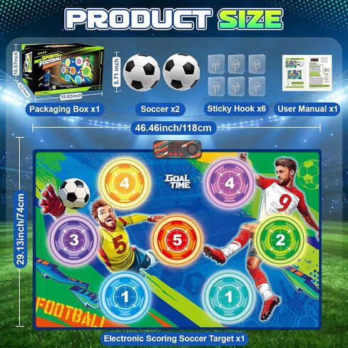 Upgraded Electronic Soccer Game for Kids Ages 3-5 6-8 8-12, Real-Time Scoring Target with 3 Modes, Indoor Outdoor Soccer Toss Toy with 2 Soft Ball, Soccer Bot Birthday Gifts for Boys Girls in Kuwait