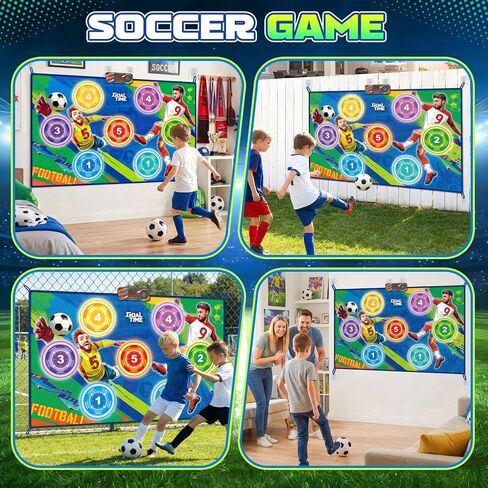 Upgraded Electronic Soccer Game for Kids Ages 3-5 6-8 8-12, Real-Time Scoring Target with 3 Modes, Indoor Outdoor Soccer Toss Toy with 2 Soft Ball, Soccer Bot Birthday Gifts for Boys Girls in Kuwait