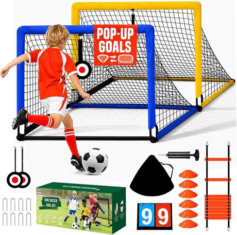 Kids Soccer Goals for Backyard Beach Set of 2,Portable Pop Up Soccer Nets in Saudi Arabia