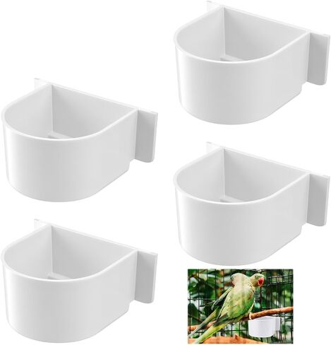 LemonRoad 4 Pcs Clear Bird Cage Feeder Bird Food Water Bowls Dish for Cage in Kuwait