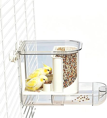No Mess Automatic Bird Feeder for Cage, Transparent Parrot Seed Feeder in Kuwait