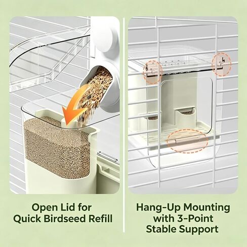 No Mess Automatic Bird Feeder for Cage, Transparent Parrot Seed Feeder in Kuwait