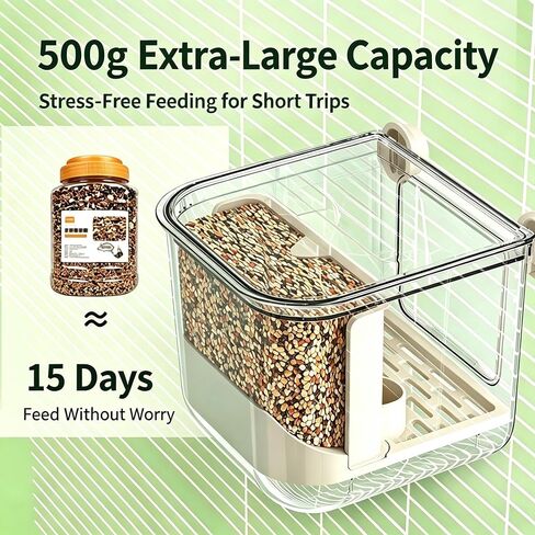 No Mess Automatic Bird Feeder for Cage, Transparent Parrot Seed Feeder in Kuwait