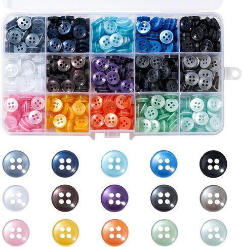 450pcs 11mm Resin Sewing Button,4 Holes Small Sewing Button for Clothes for Coat,Clothes Holiday Decoration DIY Accessories（Color2） in Kuwait
