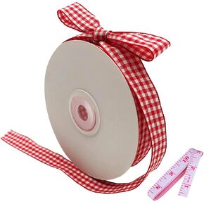 Red and White Gingham Ribbon, 5/8" x 25Yd Roll Picnic Craft Red Buffalo Ribbon for Crafts Hair Accessories and Christmas Gift Wrapping,5/8 Inch Polyester Woven Edge +60" Tape Measurement in Kuwait