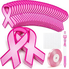 JMUQ 200Pcs Breast Cancer Ribbon,Pink Cancer Awareness Paper Cutouts Decor in Saudi Arabia