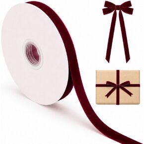 10 Yards 5/8" Burgundy Velvet Ribbon, Dark Red Velvet Ribbon Maroon in Kuwait