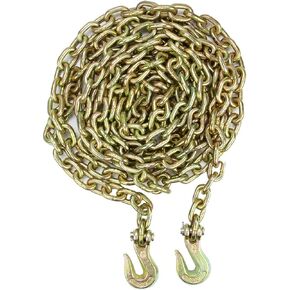 EASYBERG Grade 70 Transport Chain 3/8" x 20' with Clevis Grab Hooks, DOT Approved Heavy Duty G70 Chain 4 Packs, 6,600 lbs WLL, Yellow Zinc Plated Tie Down Chain for Truck, Trailer, Equipment Binding in Saudi Arabia