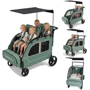 4 Seater Wagon Stroller, Triple Stroller for 2 3 Kids Toddler in Kuwait